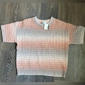 Design History Ombre Open Knit Sweater M | Blush Pink Cream | Evereve